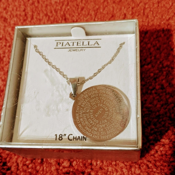 The Lord's Prayer Chic Silver Engraved 18" Necklace - Picture 2 of 2